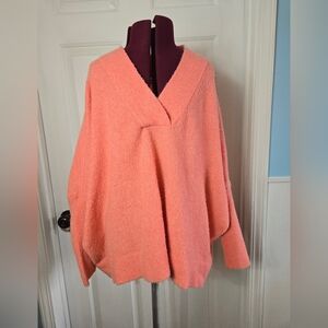 Anthropologie Super Soft Small Batwing Oversized Knit Sweater Salmon Pink